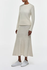 Manni Knit Maxi Skirt in Ivory Cashmere
