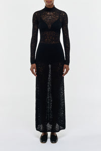 Anya Knit Maxi Dress in Black Merino Wool Cashmere