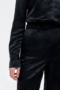 Norman Pant in Black Embroidered Silk