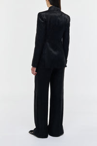 Aleah Blazer in Black Embroidered Silk