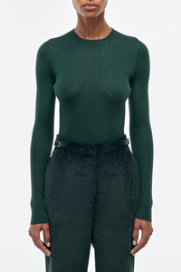 Browning Knit Sweater in English Green Cashmere Silk