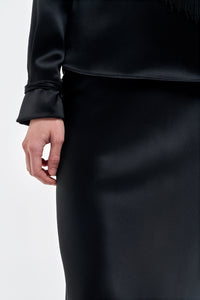 Frei Maxi Skirt in Black Silk