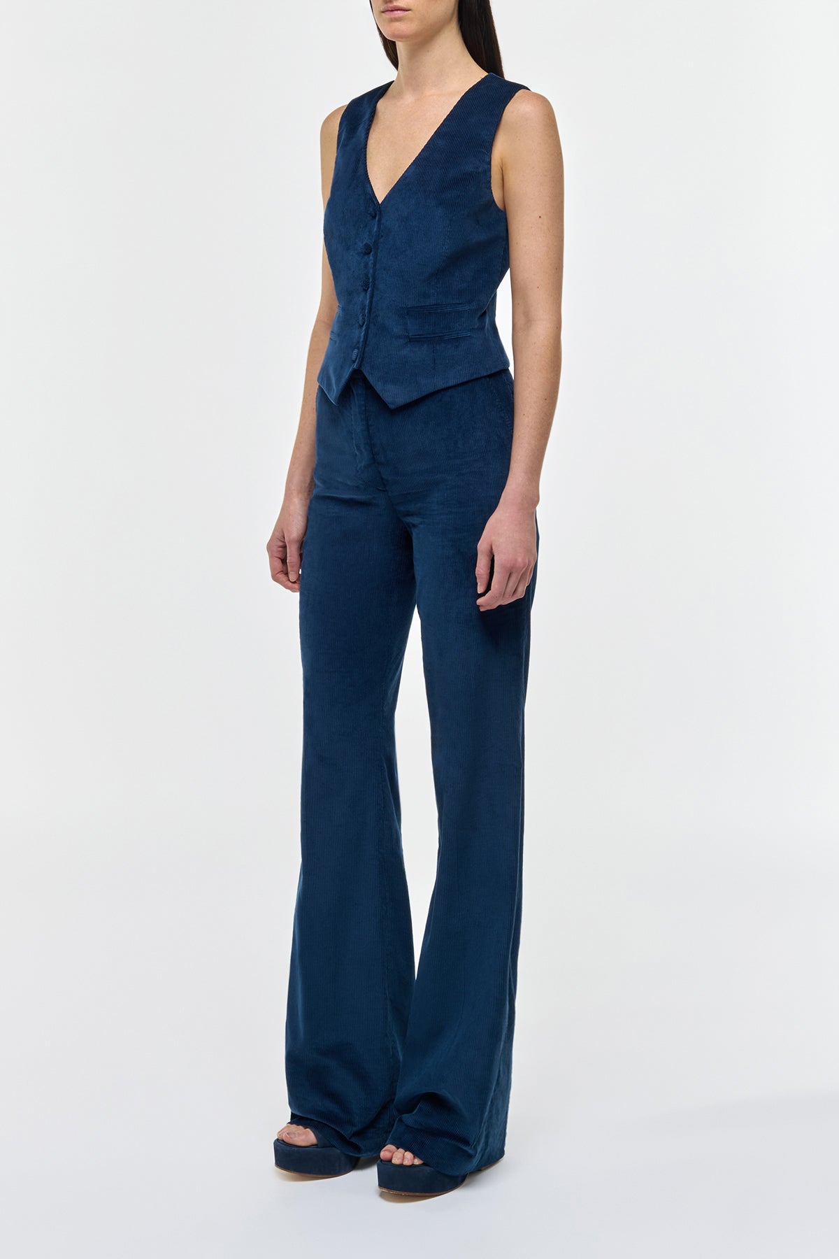 Vesta Flare Pant in Navy Sea Island Cotton | Gabriela Hearst