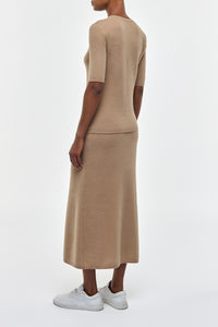Xanthe Knit Top in Camel Brushed Cashmere