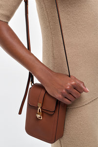 Phone Pouch in Cognac Nappa Leather