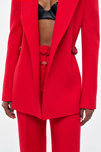 Epona Chain Blazer in Scarlet Red Virgin Wool