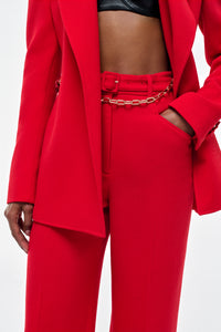 Norman Wide-leg Pant in Scarlet Red Virgin Wool