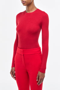 Browning Knit Sweater in Scarlet Red Cashmere Silk