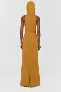 Kallen Maxi Hoodie Dress In Cashew Suede