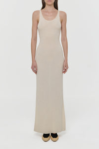 Nyra Knit Maxi Dress in Off White Mulberry Silk