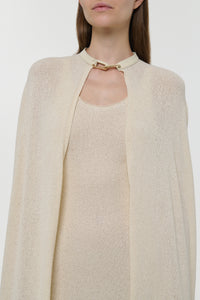 Laleh Knit Cape in Off White Mulberry Silk