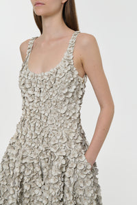 Ceolan Embroidered Floral Maxi Dress in White Leather