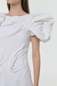 Navi Puff Sleeve Maxi Dress in Ivory Aloe Linen