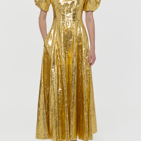 gold distressed dress Women's Linen Maxi cowlback