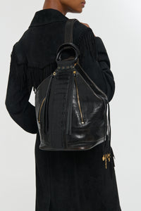 Vintage No.1 Backpack in Black Nappa & Crocodile Leather
