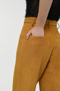 Norman Wide-leg Pant in Cashew Suede
