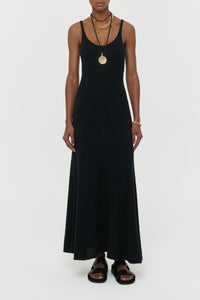 Ayla Knit Maxi Dress in Black Mulberry Silk