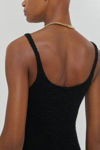 Ayla Knit Maxi Dress in Black Mulberry Silk