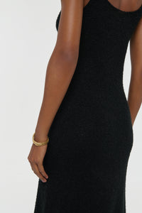Ayla Knit Maxi Dress in Black Mulberry Silk