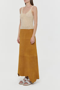 Off White Nur Tank Top - Side Profile with Luxury Skirt | Gabriela Hearst