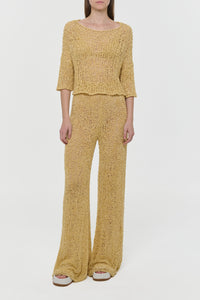 Oriel Knit Pant in Hay Silk Cashmere Linen