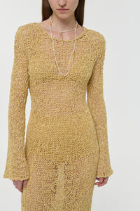 Elinea Knit Maxi Dress in Hay Silk Cashmere Linen
