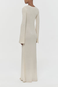 Arisen Knit Maxi Dress in Off White Mulberry Silk