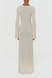 Arisen Knit Maxi Dress in Off White Mulberry Silk