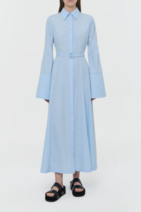 Carmina Maxi Shirtdress in Light Blue Sea Island Cotton