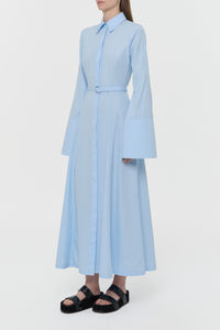 Carmina Maxi Shirtdress in Light Blue Sea Island Cotton