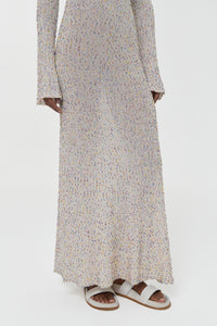 Chandra Knit Maxi Dress in Ivory Multi Beaded Cashmere Silk