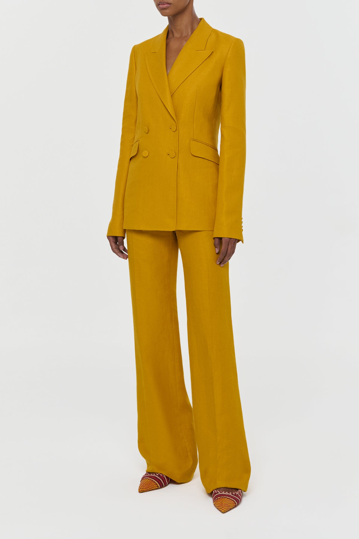 Vesta Women's Golden Linen Flare Trousers | Gabriela Hearst