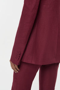 Leiva Blazer in Bordeaux Linen Twill