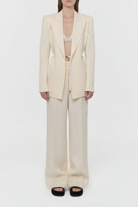 Epona Rope Blazer in Ivory Textured Linen Slub