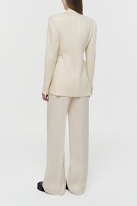 Epona Rope Blazer in Ivory Textured Linen Slub