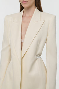 Epona Rope Blazer in Ivory Textured Linen Slub