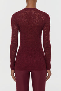Ultraris Lace Knit Cardigan in Bordeaux Merino Wool