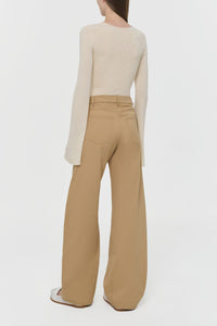 Amoret Barrel-leg Jean in Camel Sea Island Cotton Twill