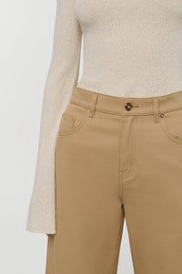 Amoret Barrel-leg Jean in Camel Sea Island Cotton Twill
