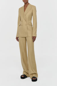 Angela Blazer in Hay Virgin Wool Silk with Linen