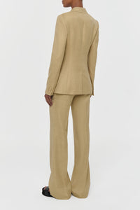 Vesta Flare Pant in Hay Virgin Wool Silk with Linen