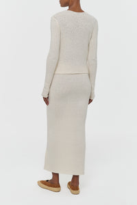 Praedics Knit Sweater in Off White Mulberry Silk