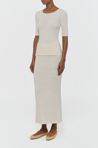 Terranova Knit Maxi Skirt in Off White Mulberry Silk