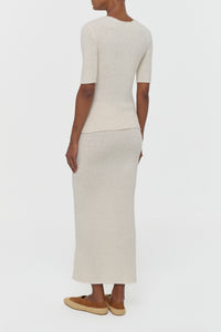 Off White Silk Knit T-Shirt and Skirt Set - Back View | Gabriela Hearst