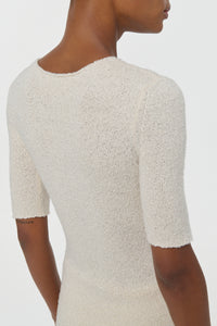 Off White Silk Knit T-Shirt - Back Close-Up Detail | Gabriela Hearst