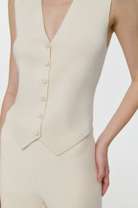 Enso Knit Vest in Off White Merino Wool Cashmere