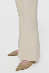 Ayala Flare Cropped Knit Pant in Off White Merino Wool Cashmere