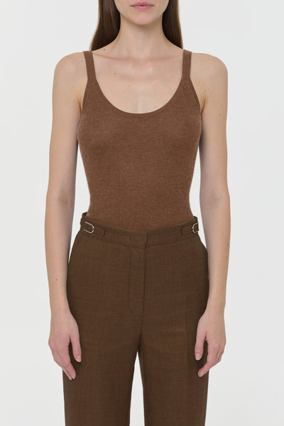 TANニットキャミ Cinxia Knit Tank Top in Chestnut Cahmere Silk with Hemp – Gabriela