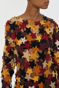 Thalor Crochet Stars Sweater in Multi Cashmere