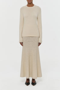 Titus Knit Sweater in Off White Cashmere